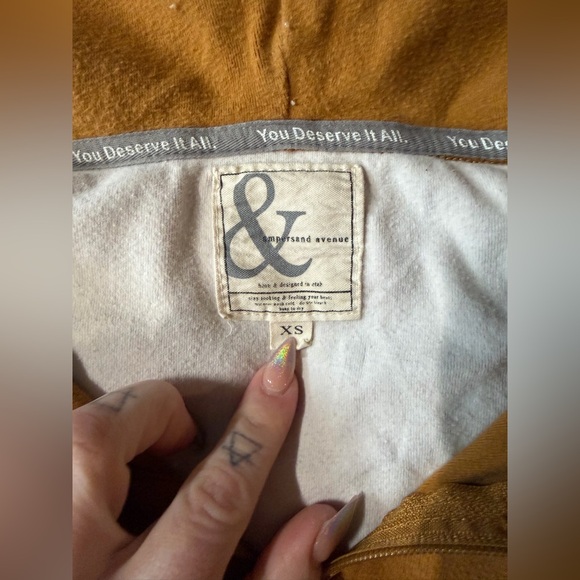 AMPERSAND AVE Mustard and Black Plaid Hoodie - Picture 3 of 3